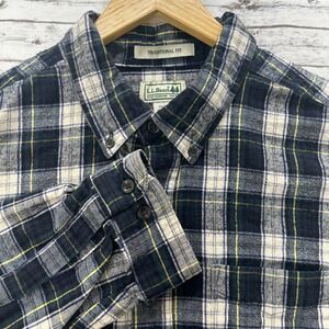 L.L. Bean Mens Flannel Shirt Plaid Traditional Fit Button-Down XLT Cotton 228066